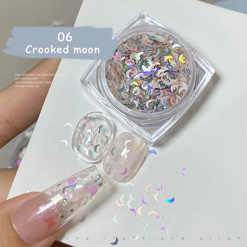 Nail Art Sequins 6 Shapes Glitter Manicure Decals – 1 Jar