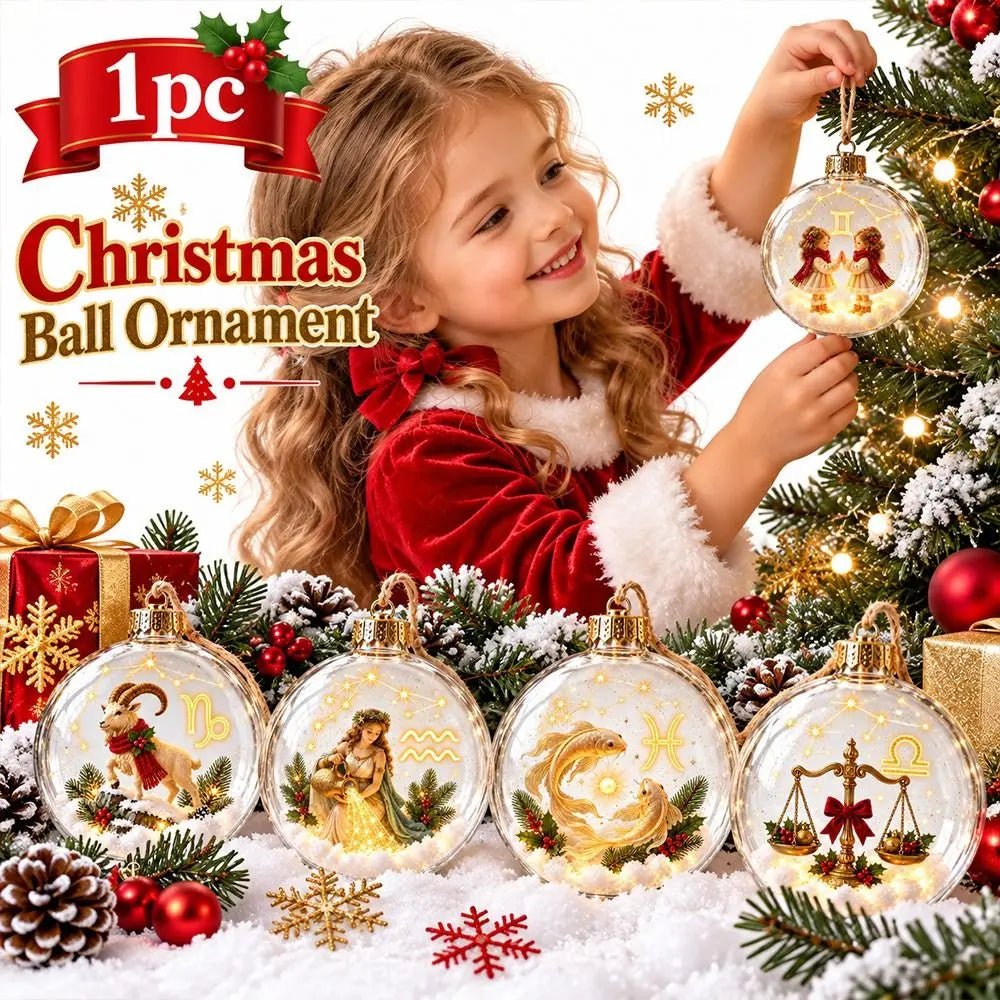 Zodiac Christmas Ball Ornament with Warm Light | All 12 Signs