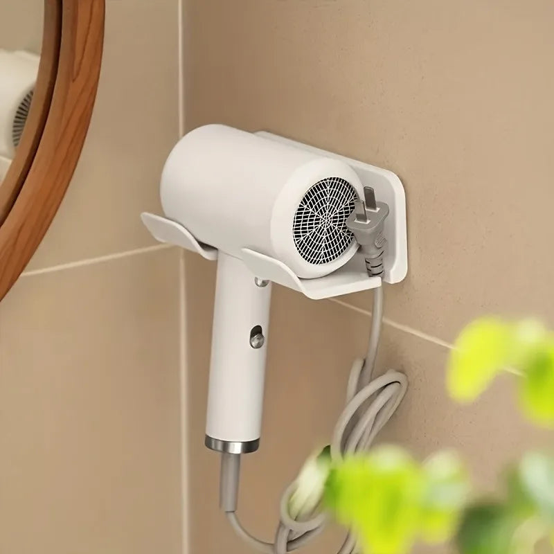 Wall-Mounted Hair Dryer Holder – Corner Bathroom Organizer