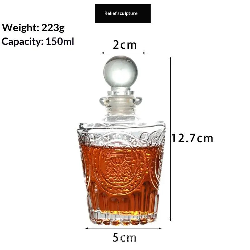 Vintage Embossed Glass Bitters Bottle with Stopper & Pour Spout