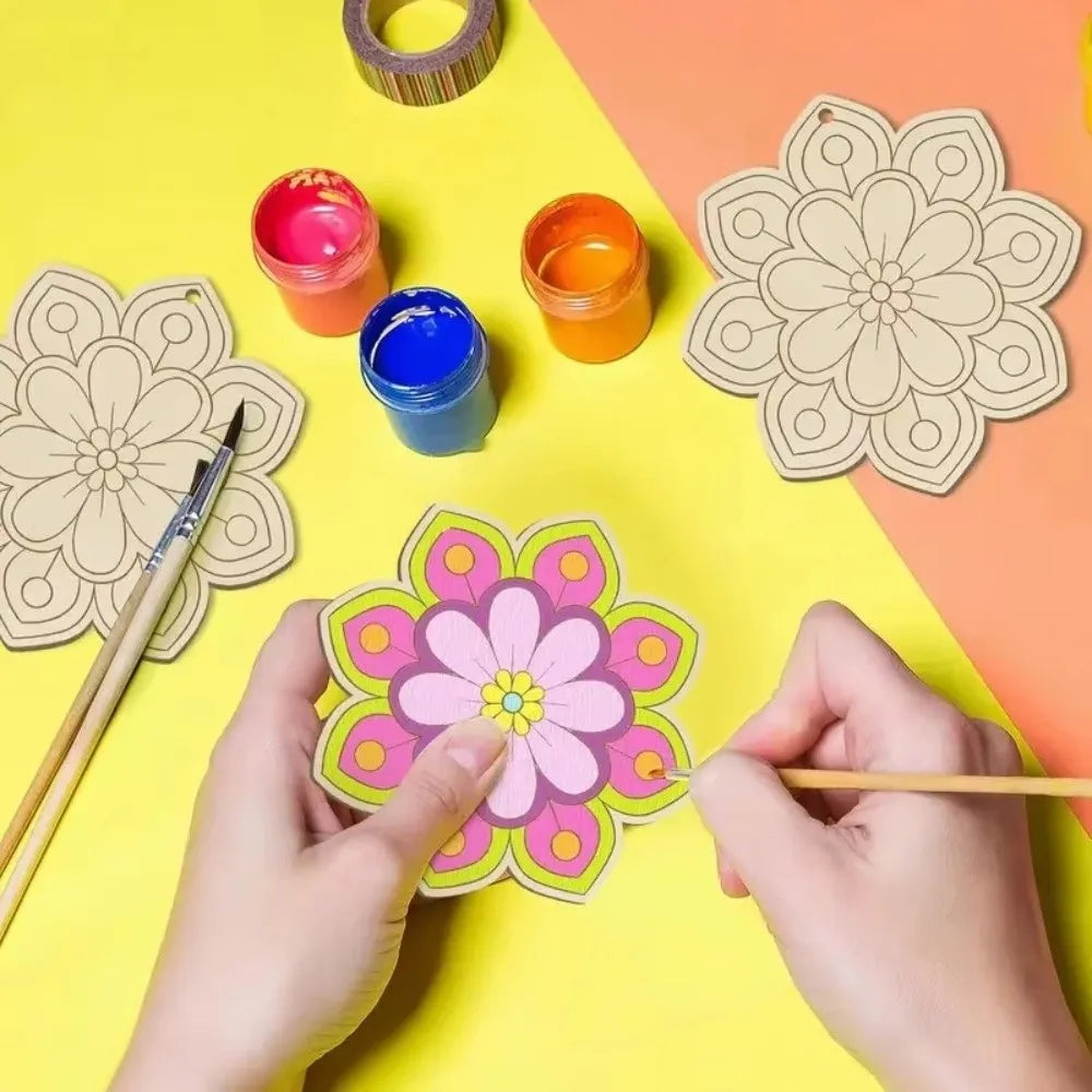 10pcs Unfinished Wooden Plaques Flowers & Butterflies DIY Craft