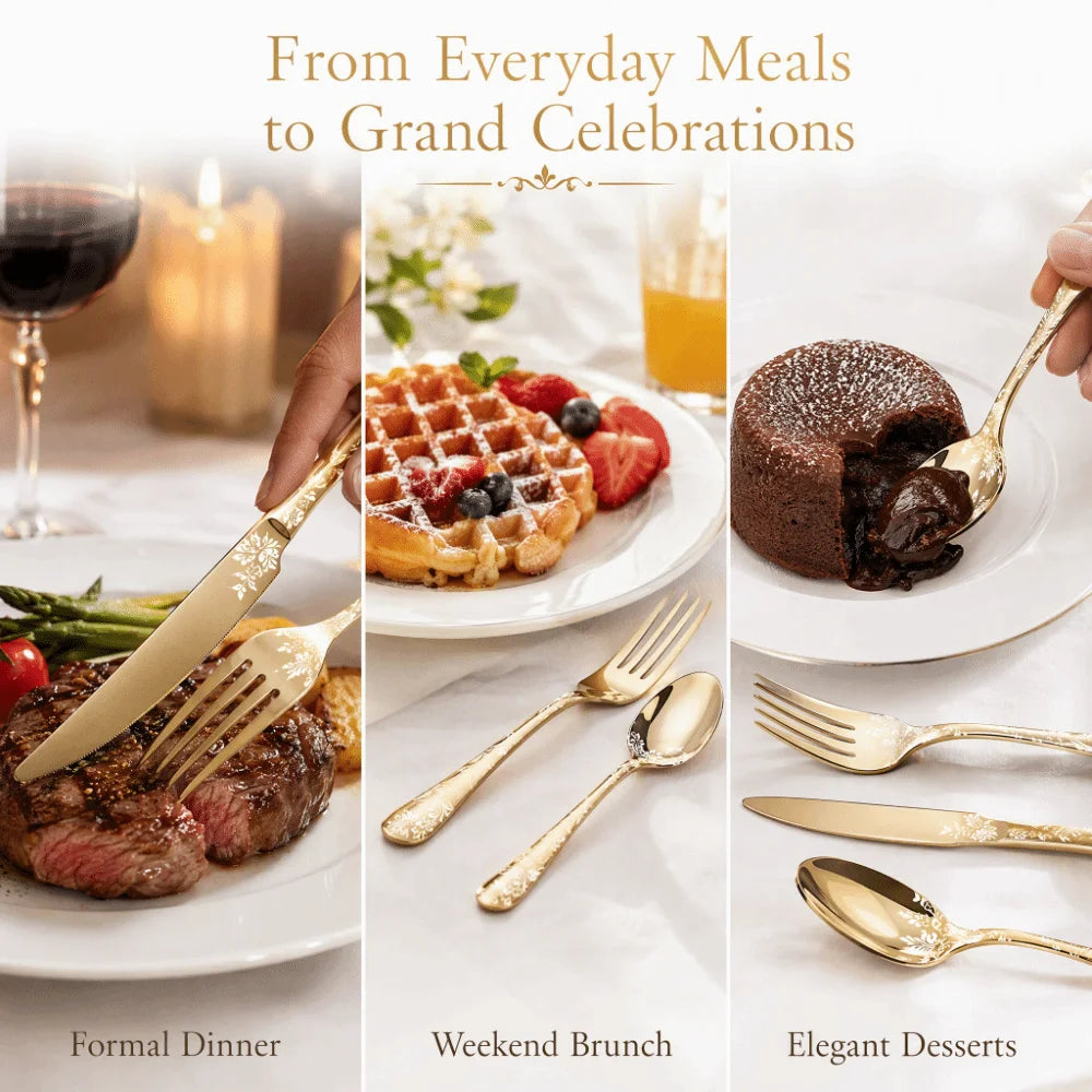 40-Piece Stainless Steel Flatware Set – Mirror Polished Silverware