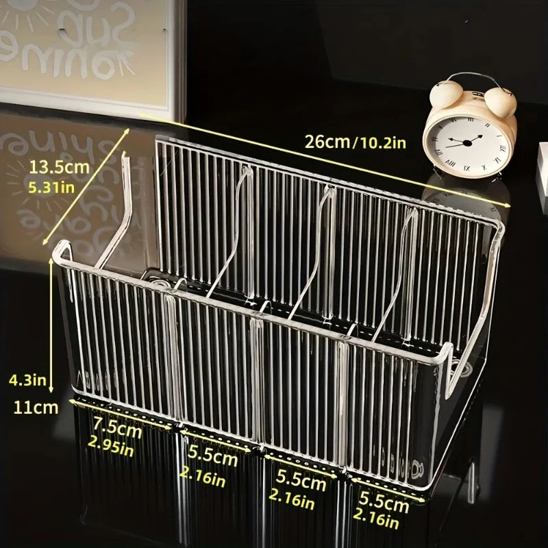 Transparent Belt & Tie Storage Box – 4-Compartment Organizer