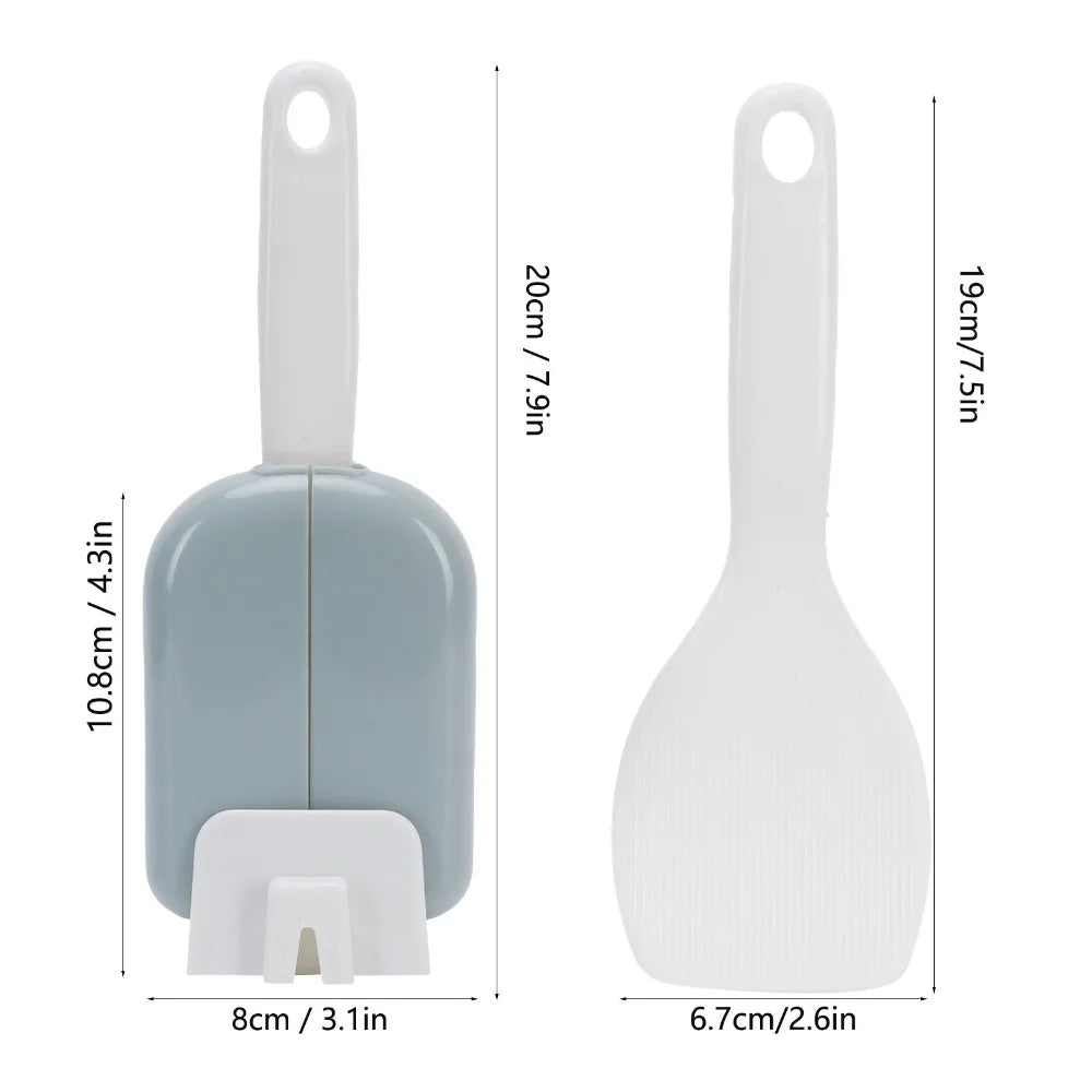 2-Pack Non-Stick Rice Scoop with Dust-Proof Storage Holder