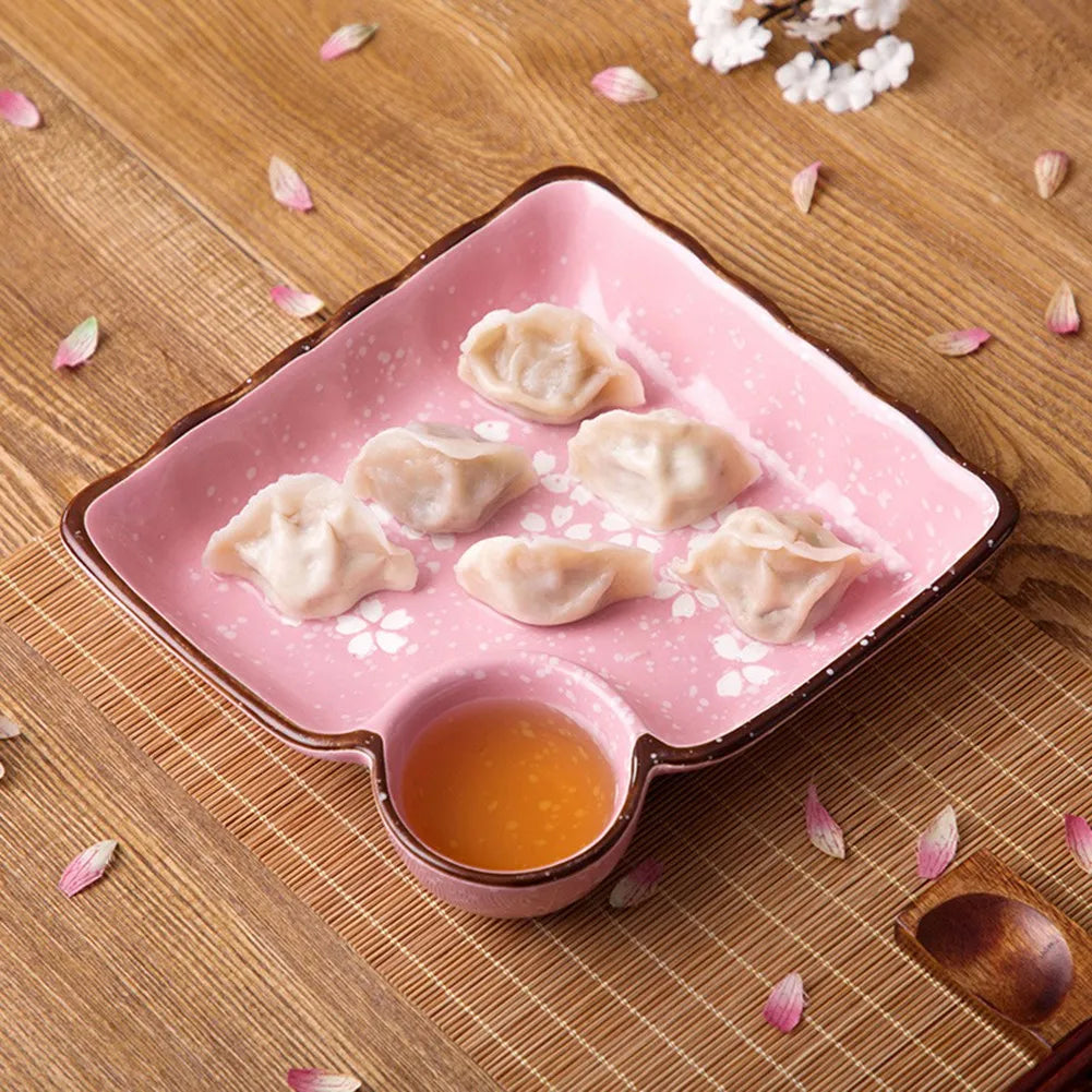 Ceramic Dumpling Plate with Sauce Dish – Japanese Tableware