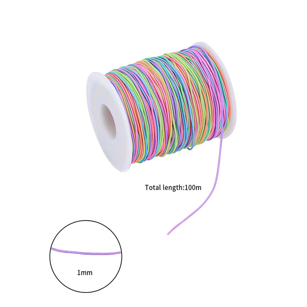 Rainbow Elastic Beading Cord 1mm 100m Roll – 2 Pack | VIBE