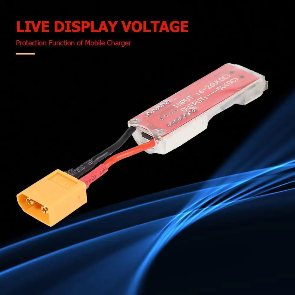 USB 5V 2A LiPo Battery Converter Adapter 2S-6S XT60 T Plug
