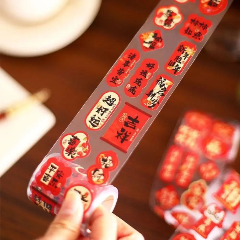 Chinese New Year FU Sticker Roll – 138–200 Self-Adhesive Decals