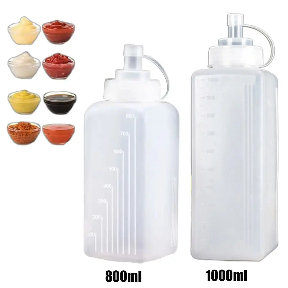 PE Sauce Squeeze Bottle 800/1000ml Leak-Proof Condiment Dispenser