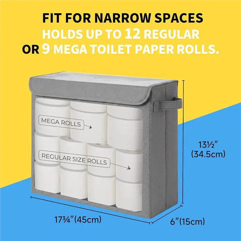 Toilet Paper Storage Basket with Lid – Holds 12 Rolls