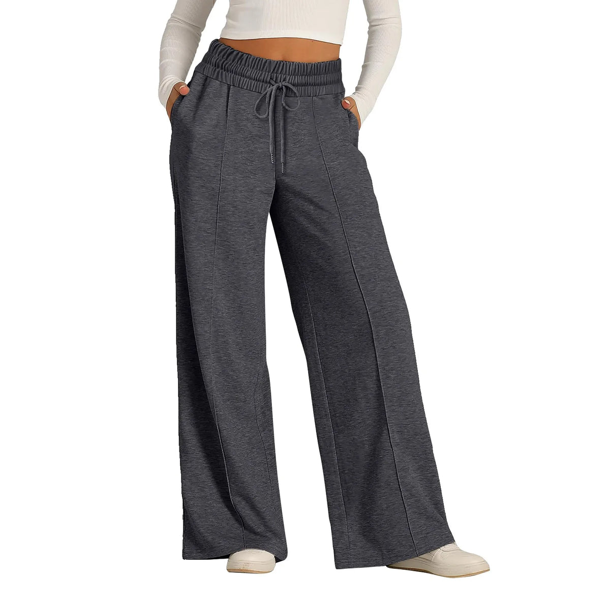 Women's Wide Leg Fleece Lined Sweatpants High Waist Joggers