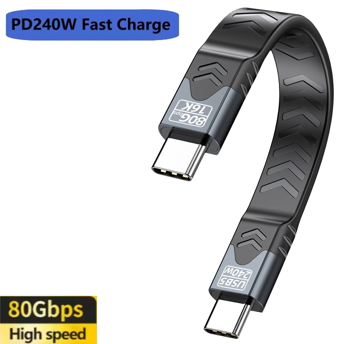240W USB-C Cable 80Gbps 16K Thunderbolt 5/4/3 – VIBE