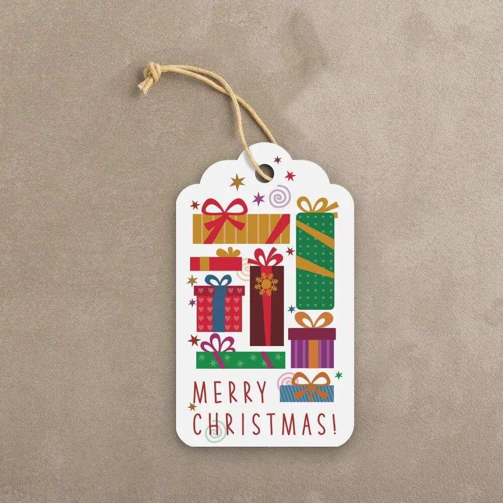 50Pcs Christmas Gift Tags with Twine – Cartoon Holiday Labels