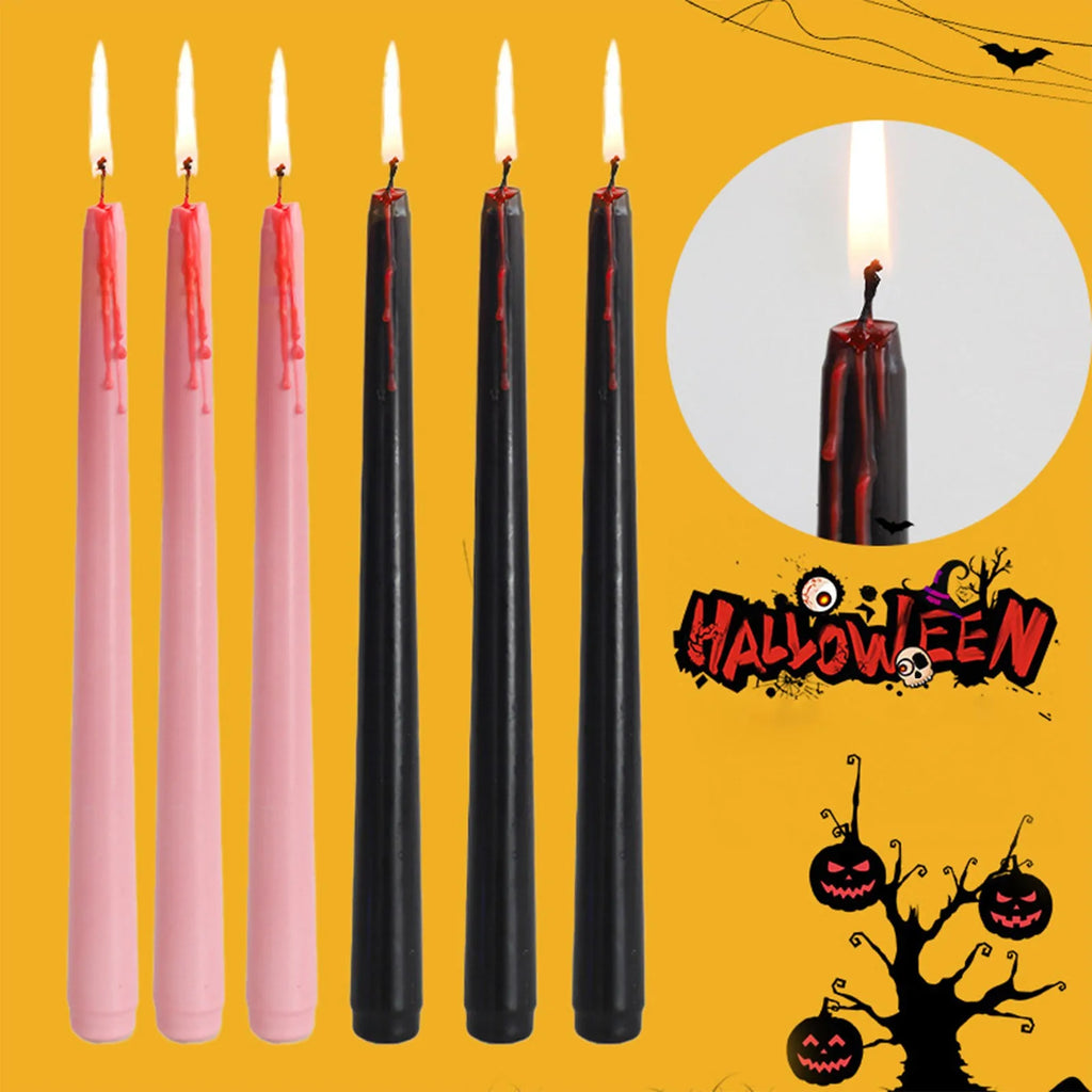 4-Pack Vampire Tears Gothic Taper Candles – Halloween Drip Wax Set