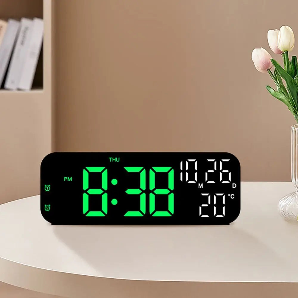 Digital LED Table Clock – Temperature, Date & Voice Control