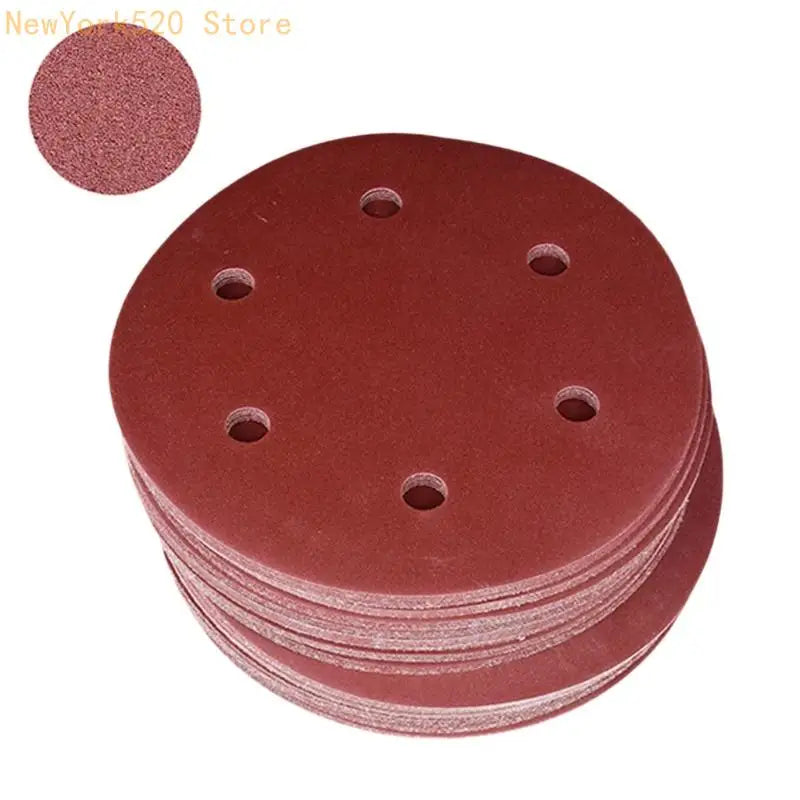 9-Inch 6-Hole Aluminum Oxide Sanding Discs – 50-Pack Hook & Loop