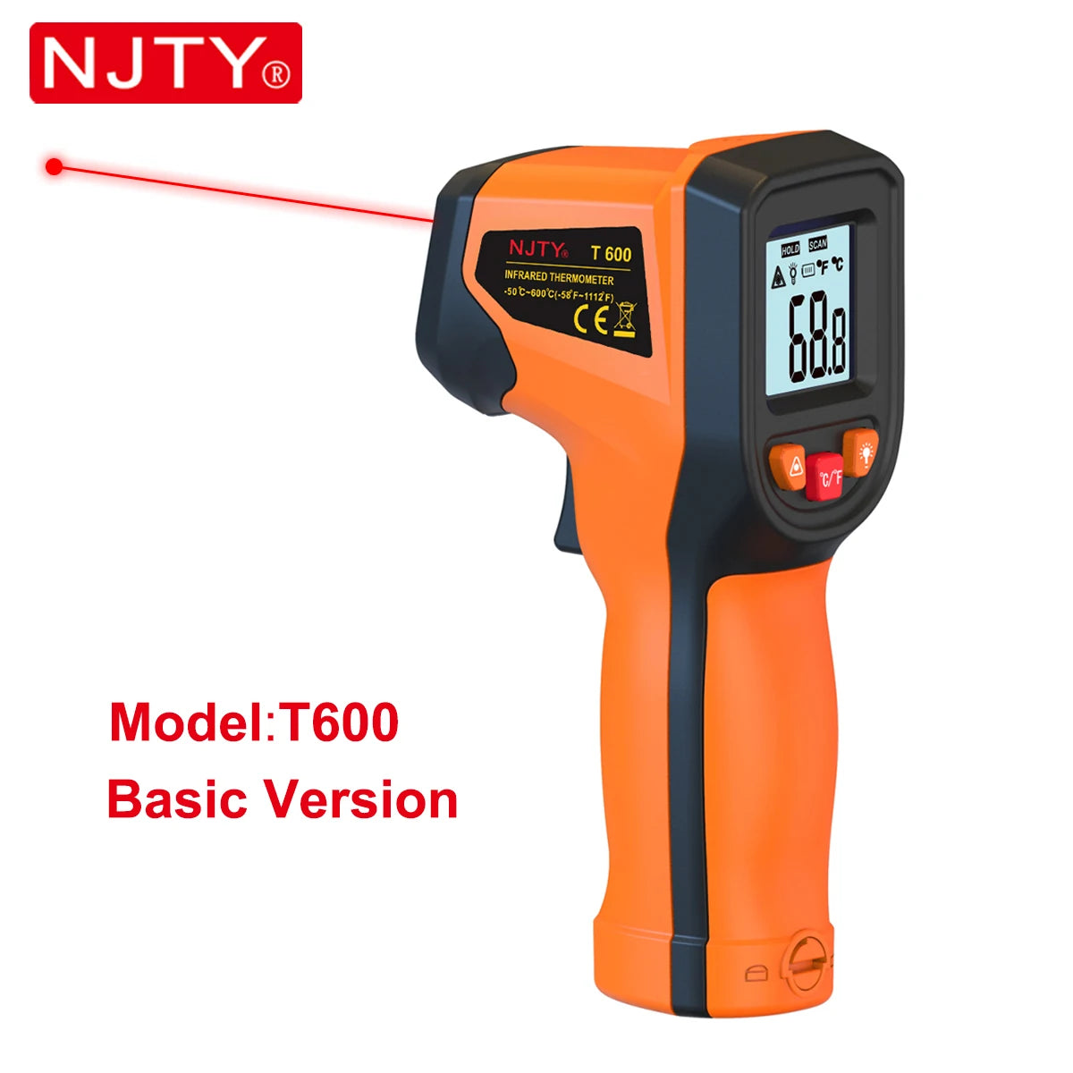 T600/T600A Infrared Thermometer Gun -58°F to 1112°F Laser