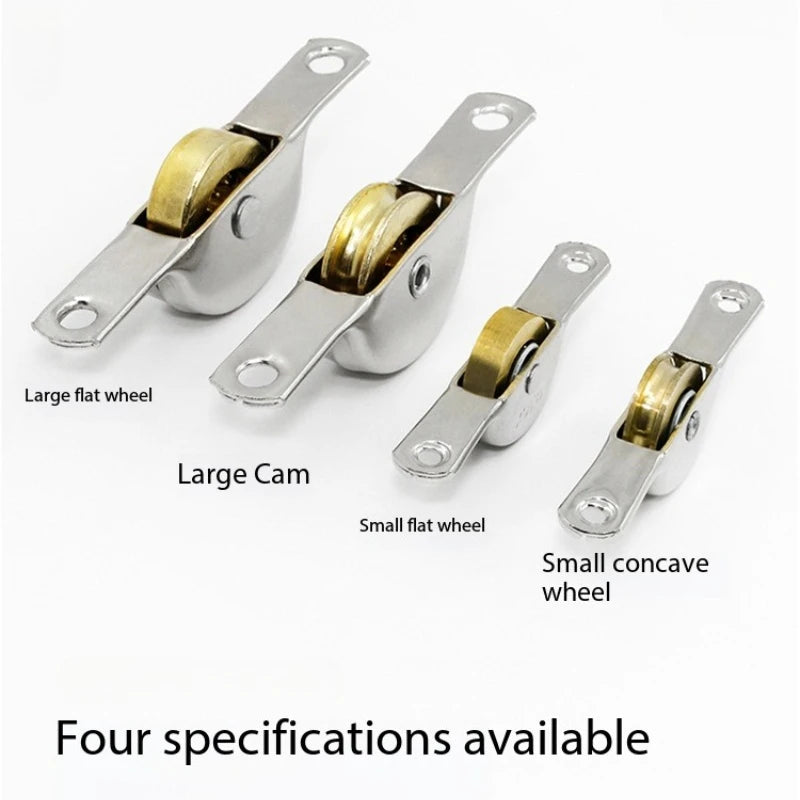 2-Pack Copper Sliding Door Roller Pulleys – Flat & Concave Wheel