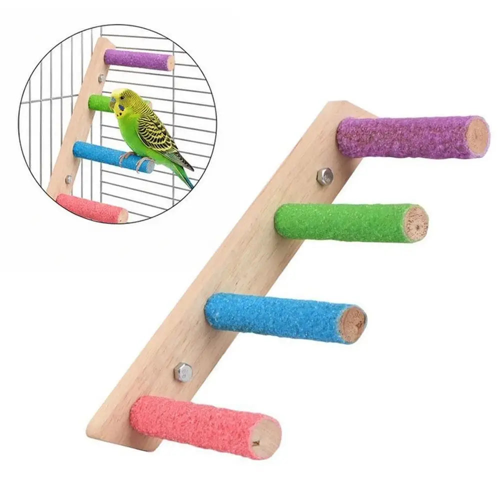 Colorful Wooden Bird Ladder 4/6/8 Rung Parrot Climbing Perch