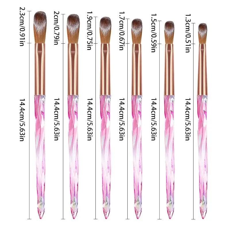 6-Piece Acrylic Nail Brush Set – 3D Carving & Extensions