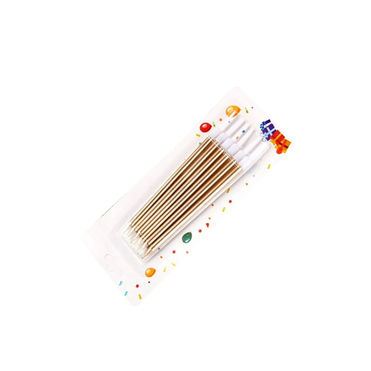 6-Pack Gold & Silver Metallic Birthday Cake Candles with Holders