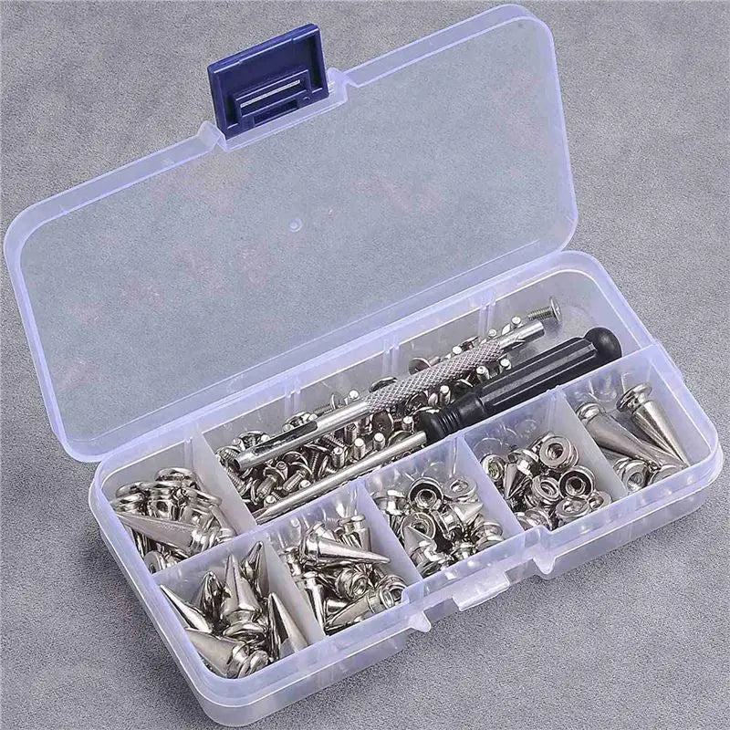 210-Set Silver Mixed Spikes & Studs DIY Leather Rivet Kit