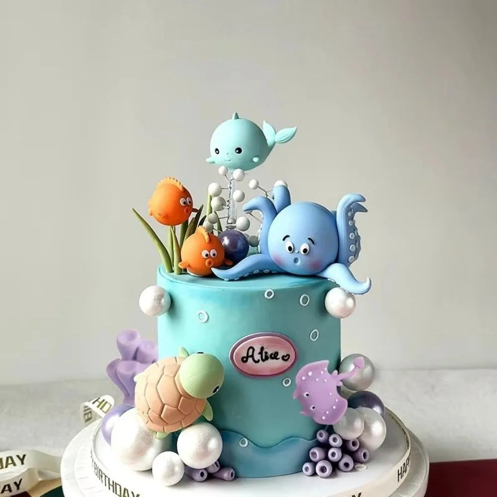Ocean Theme PVC Cake Topper – Sea Animals Birthday Decor
