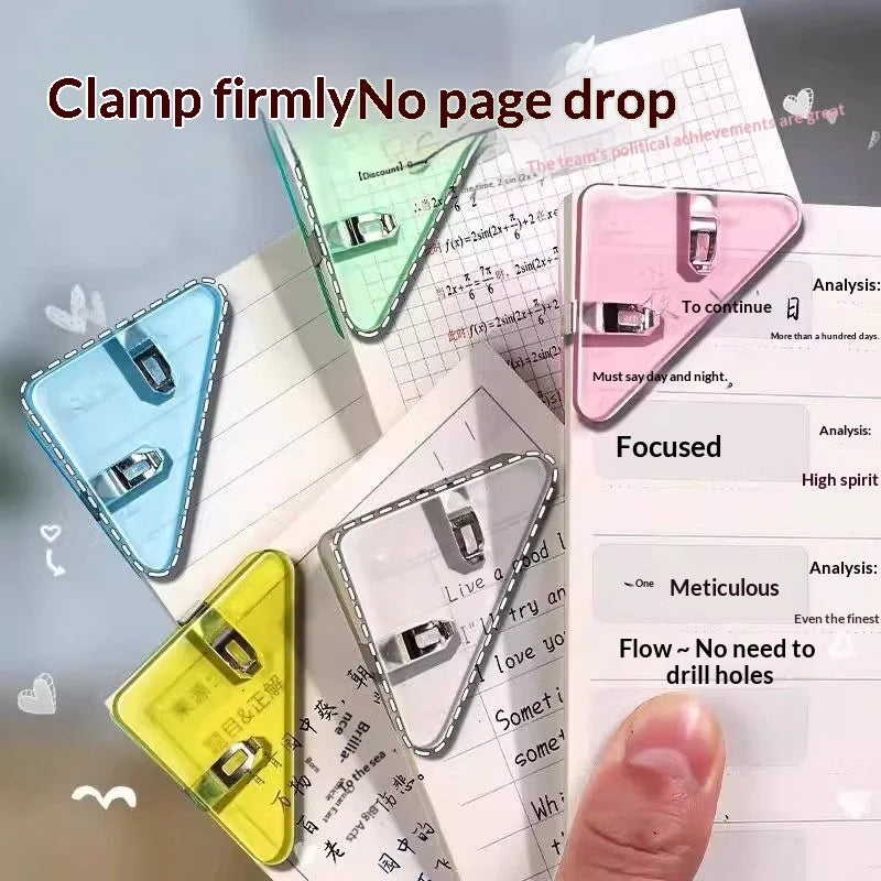 Triangle Paper Corner Clips – Multi-Color Plastic Page Holders