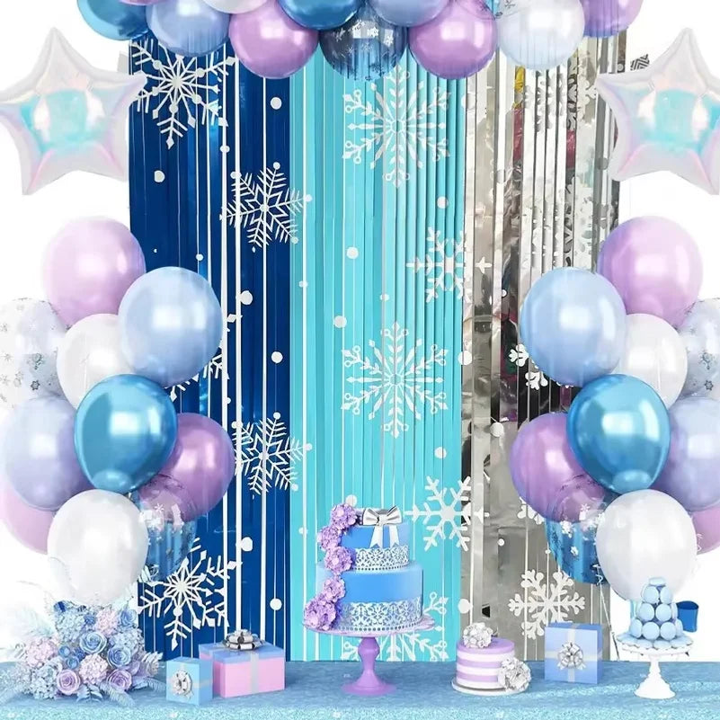 Christmas Snowflake Foil Fringe Curtain Party Backdrop Decor