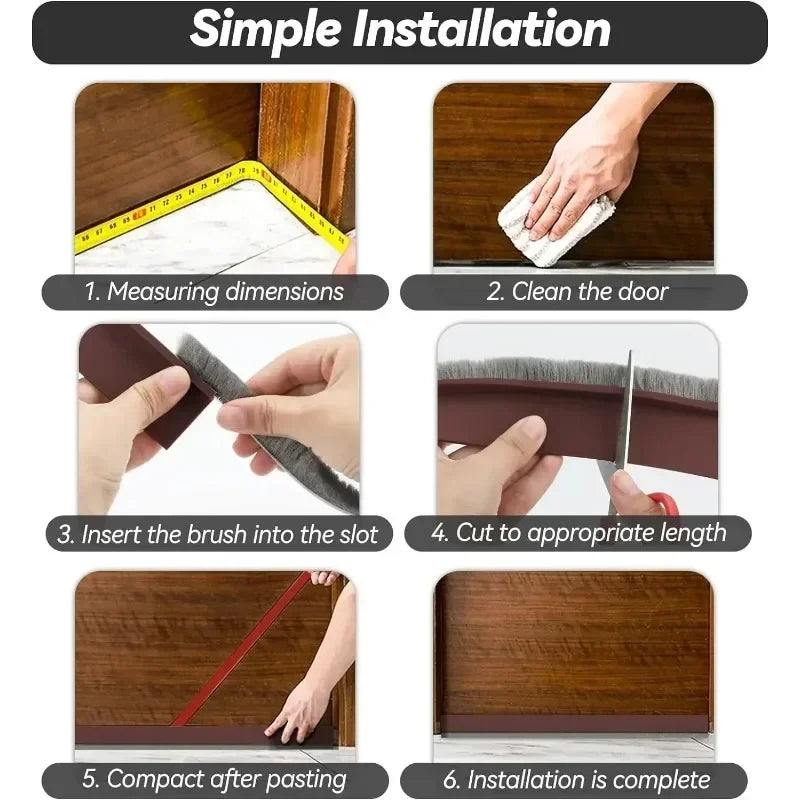 Door Draft Stopper Brush Seal Strip – Dust, Insect & Sound Block