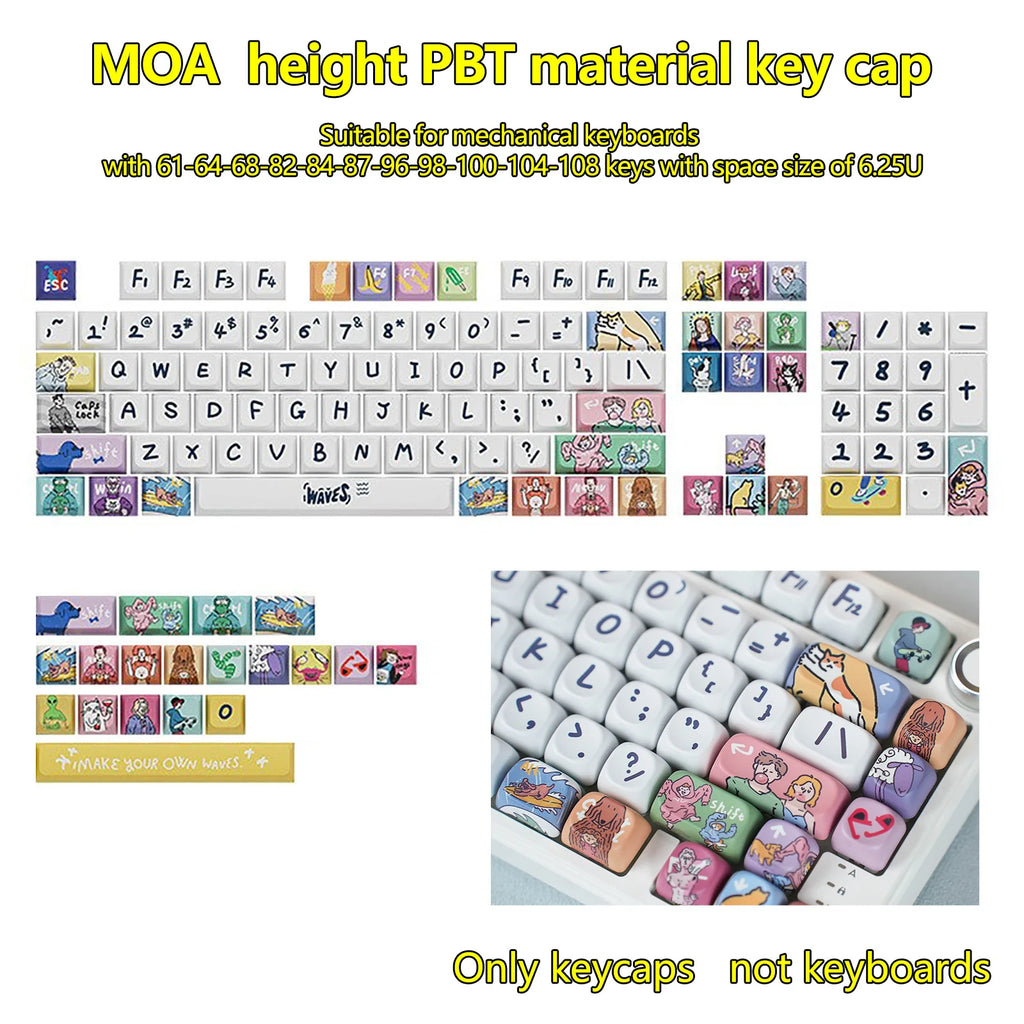 137-Key Rainbow MOA PBT Keycaps for MX Mechanical Keyboards