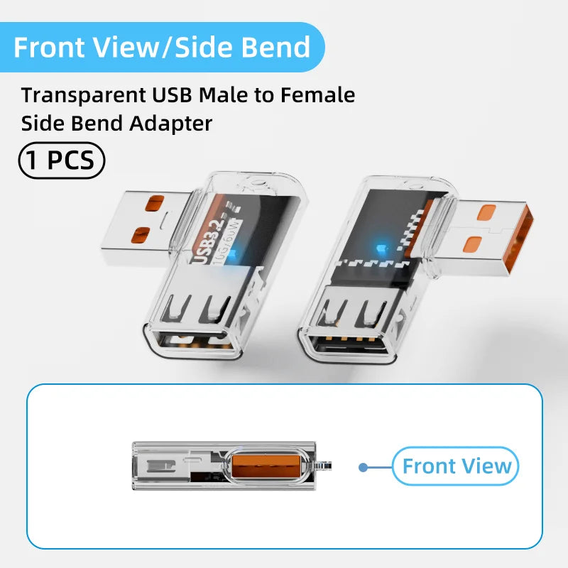 USB 3.2 Right Angle Adapter 10Gbps 60W Fast Charging OTG