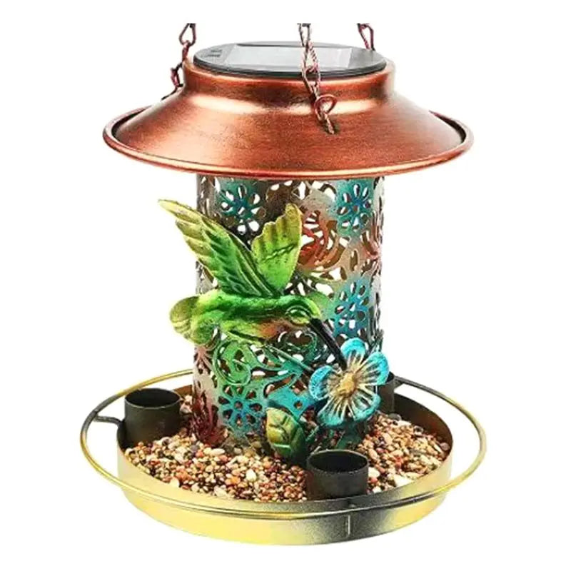 Solar Bird Feeder Hanging Outdoor Garden Lantern Decor