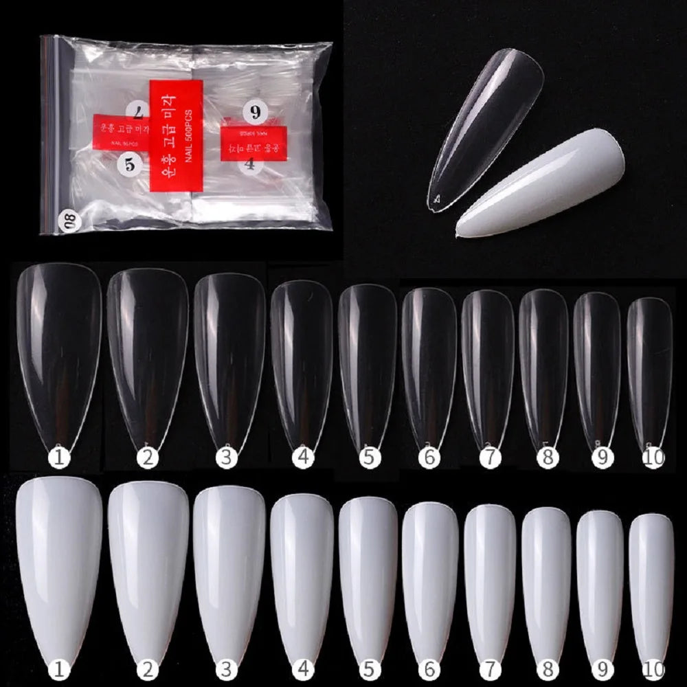 500pcs Press On Nail Tips Clear & Natural Ballet Almond