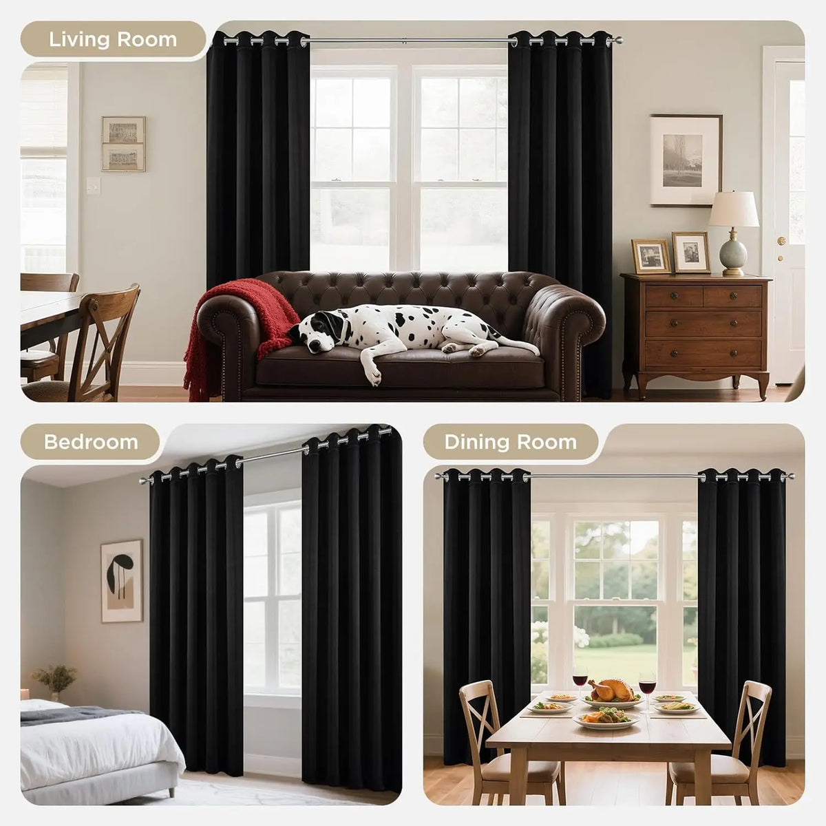 Blackout Thermal Eyelet Curtains – Light Blocking Drapes