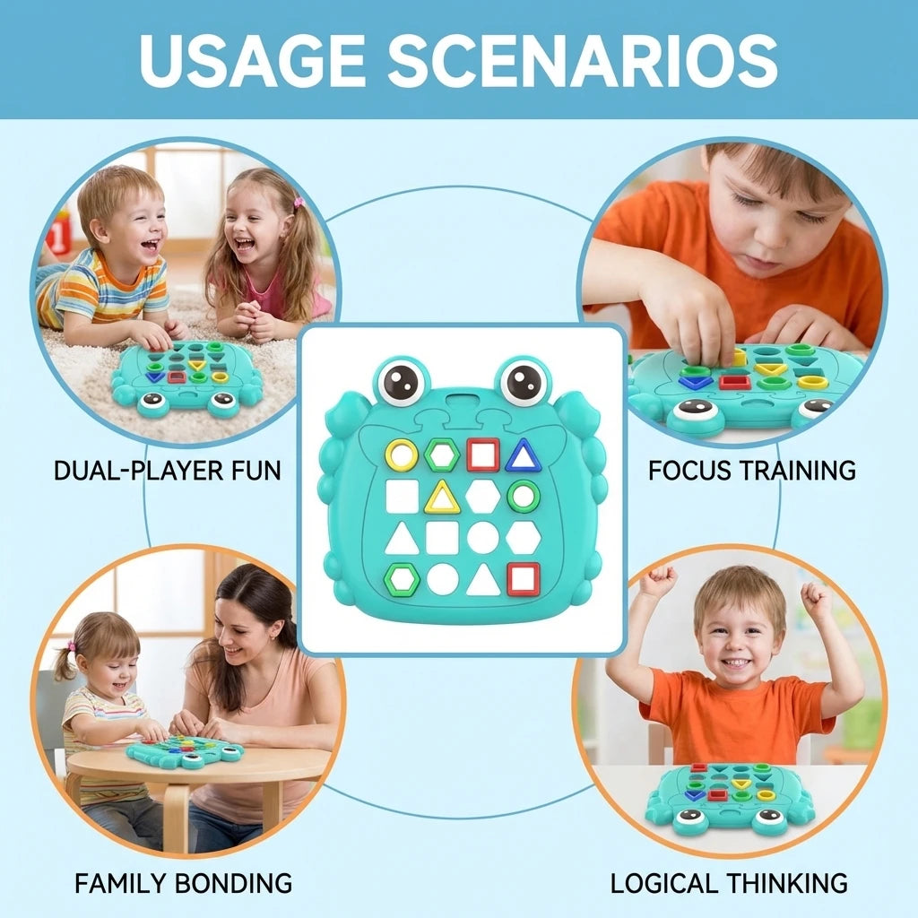 Dual Player Geometry Matching Board Game – Crab Theme STEM Toy