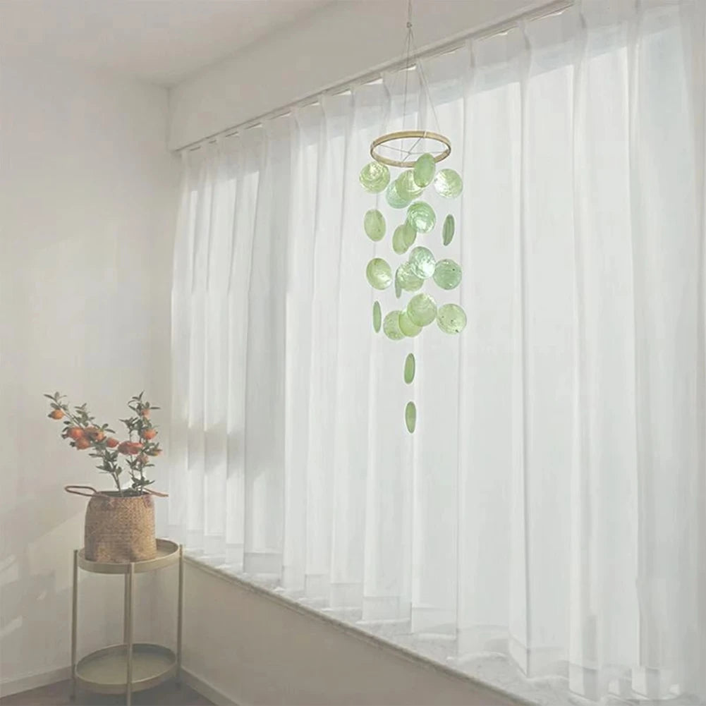 Shell Wind Chimes – Woven Wicker Coastal Home Decor Gift
