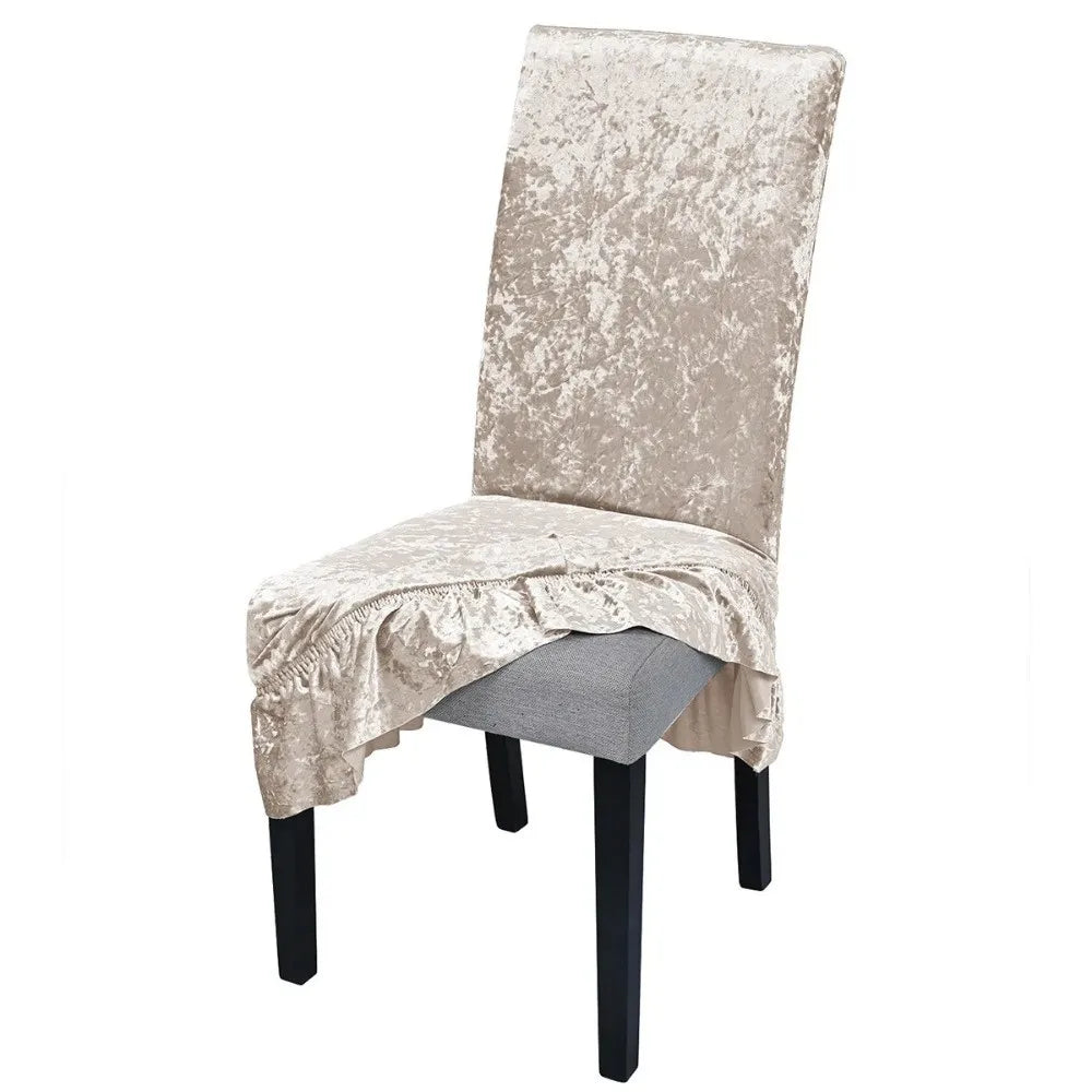 Velvet Ruffle Skirt Chair Cover – Removable Anti-Slip Slipcover