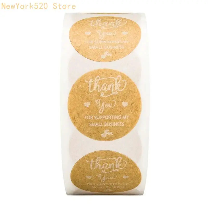 500-Pack Thank You Kraft Sticker Roll – Small Business Seal Labels