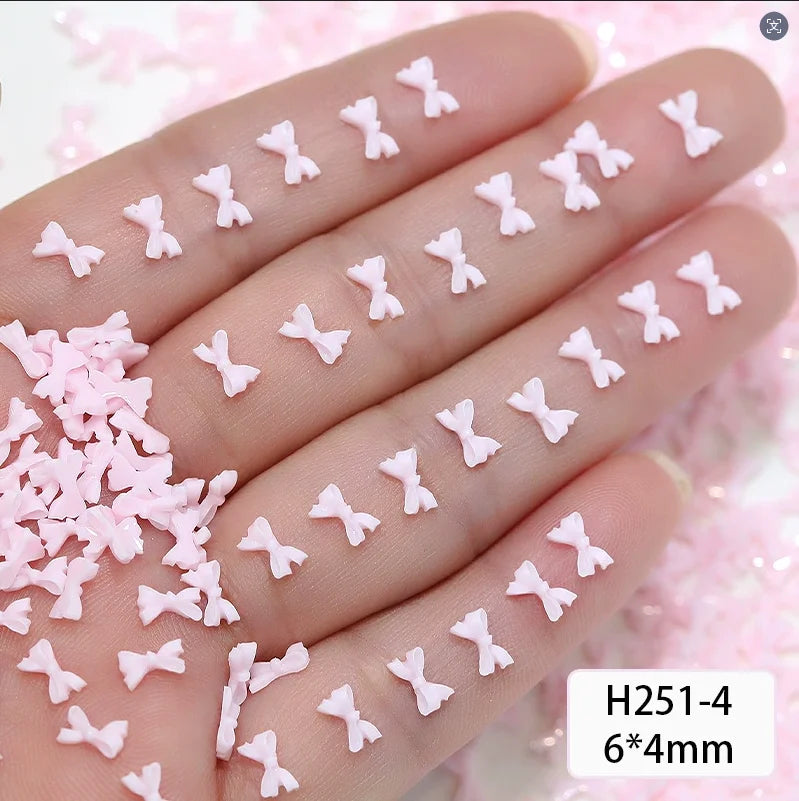 50PCS Pink 3D Bowknot Nail Art Charms – Ribbon Bow DIY Decor