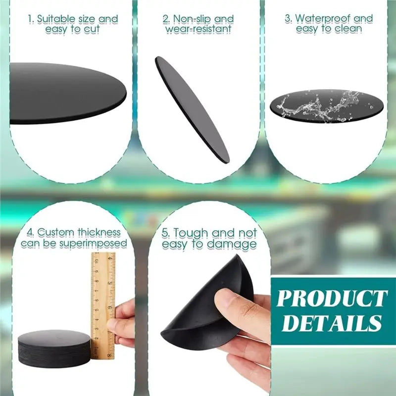 100-Pack Rubber Pool Table Leg Shims 3" Furniture Leveling Kit