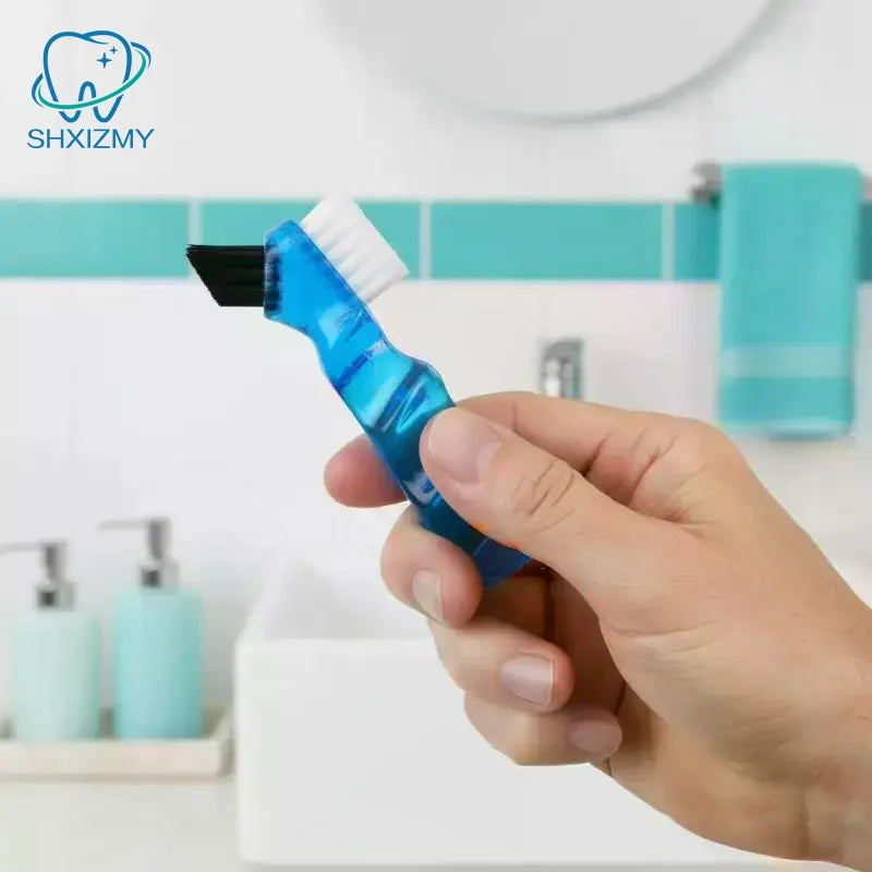 Dual Head Soft Bristle Denture Brush | False Teeth Cleaner