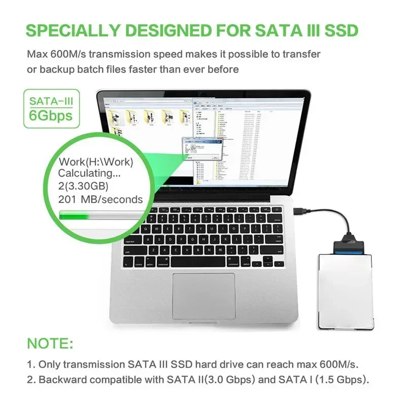 SATA to USB 3.0 & USB-C Adapter Cable for 2.5" HDD & SSD