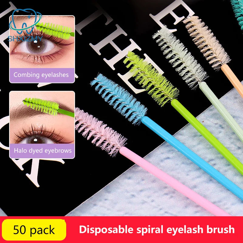 50-Pack Disposable Mascara Wands & Eyelash Spoolie Brushes