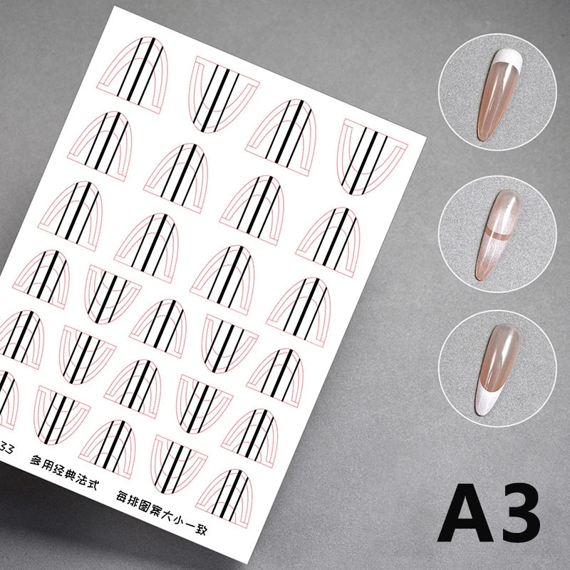 French Manicure Guide Stickers – DIY Nail Art Stencil Sheet