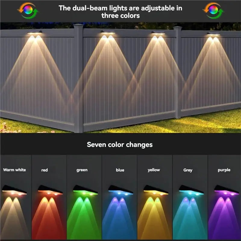 RGB Solar LED Fence & Step Lights – 9 Modes, IP65 Waterproof