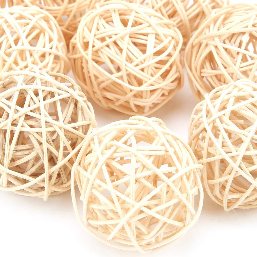 10-Pack Handwoven Rattan Chew Balls 5cm – Bird & Pet Toy