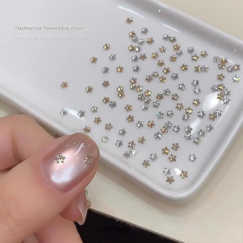 50Pcs Star Zircon Nail Charms 3D Rhinestone DIY Nail Art Decor