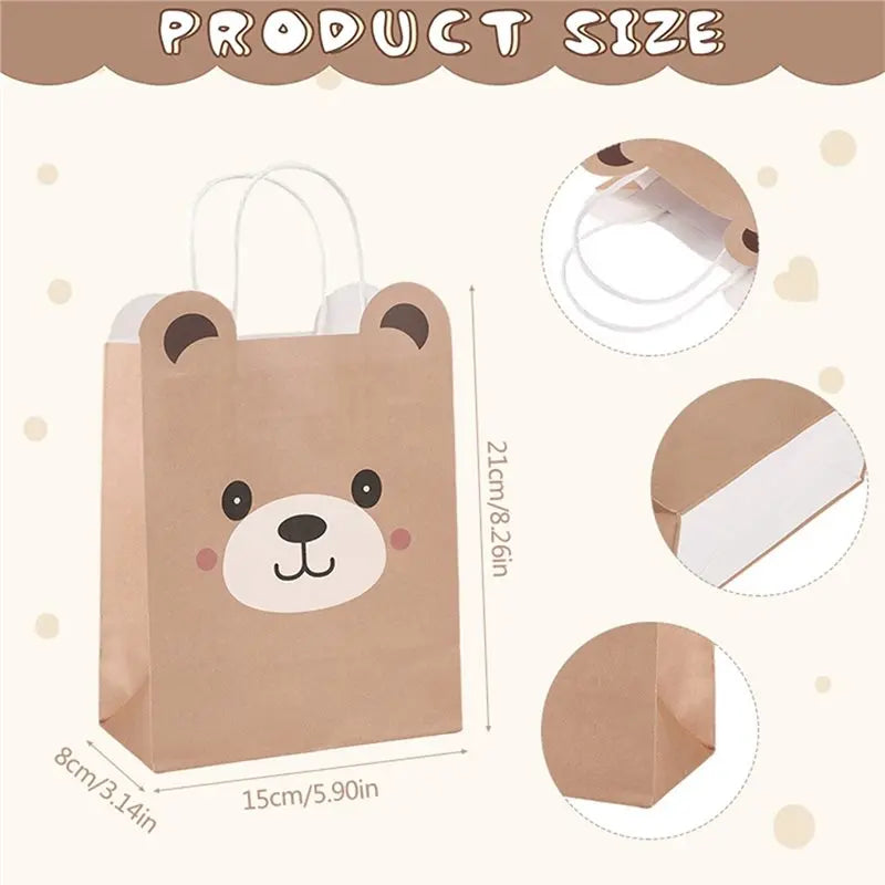 Teddy Bear Gift Bags 20 Pcs – Kraft Paper Party Favors