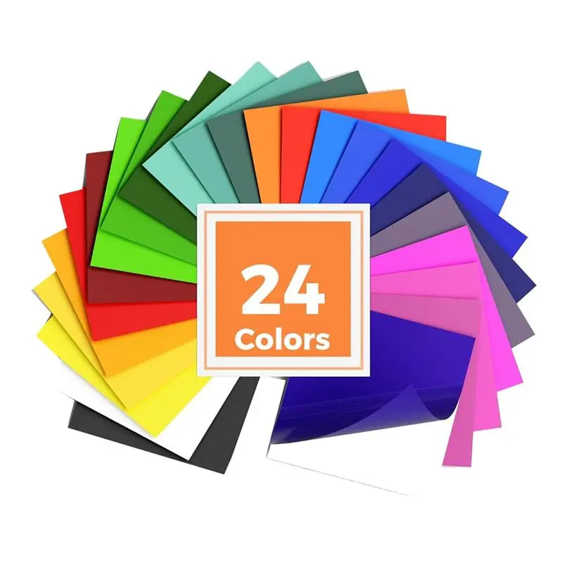 24-Color Permanent Adhesive Vinyl Sheets 12x12 – Waterproof Bundle